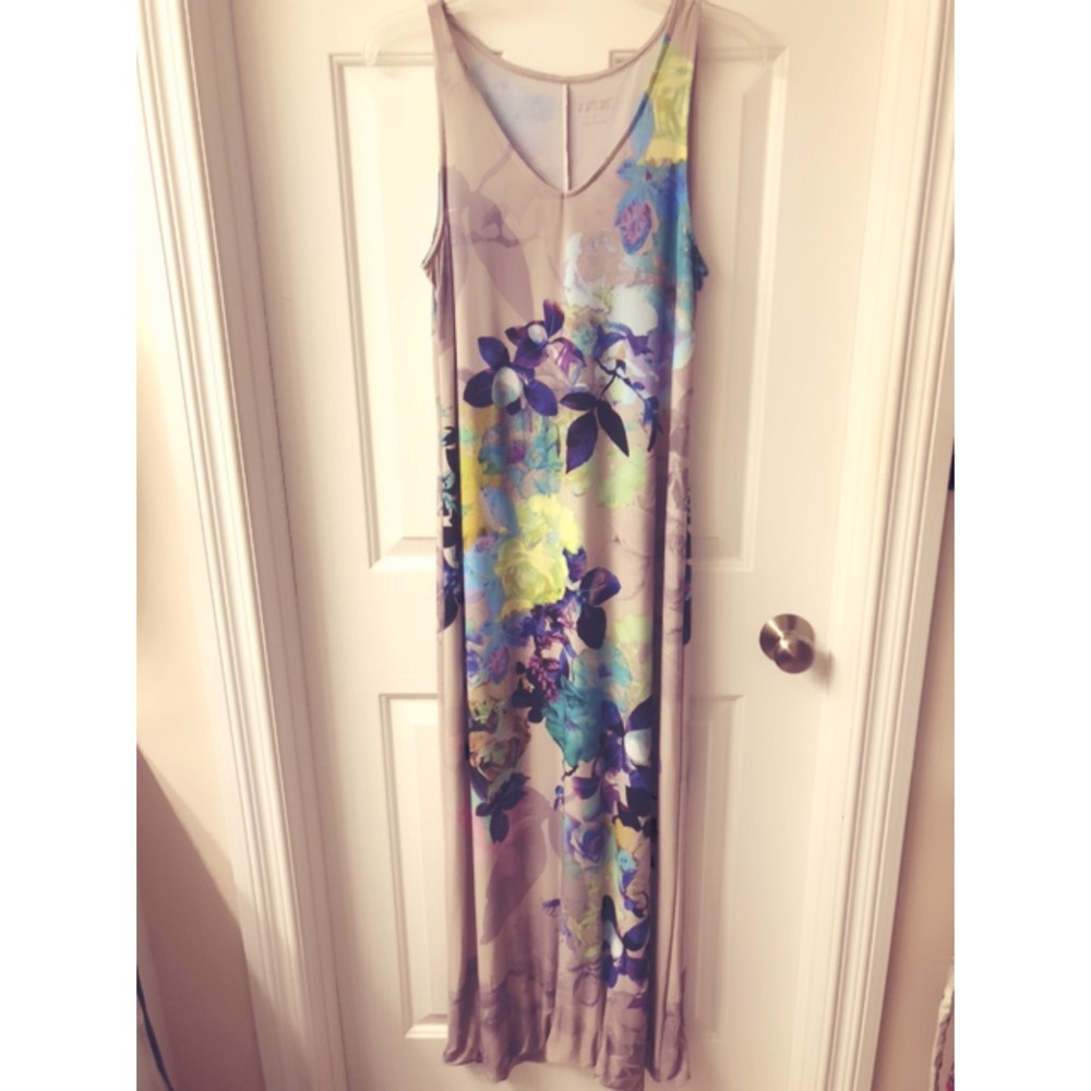 Blue and Green Floral Maxi Dress